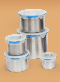 5-Piece Penta Lock Container Set With Plastic Lid Blue