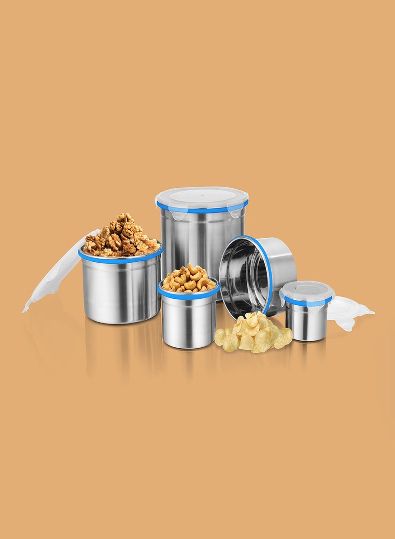 Ravenn - 5-Piece Penta Lock Container Set With Plastic Lid Blue - Image 1