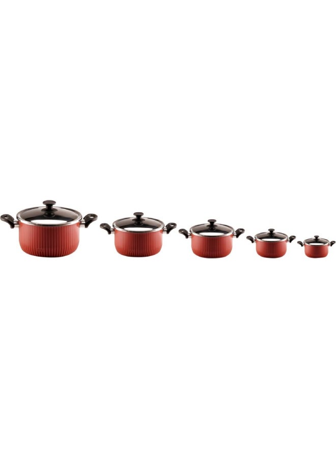 Tefal Tempo Stewpot Set, 5 Pieces Red- 18-20-24-26-28cm  - Image 1