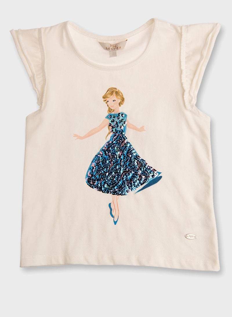 FG4 Women Fabric Fern T-Shirt Beige  - Image 1