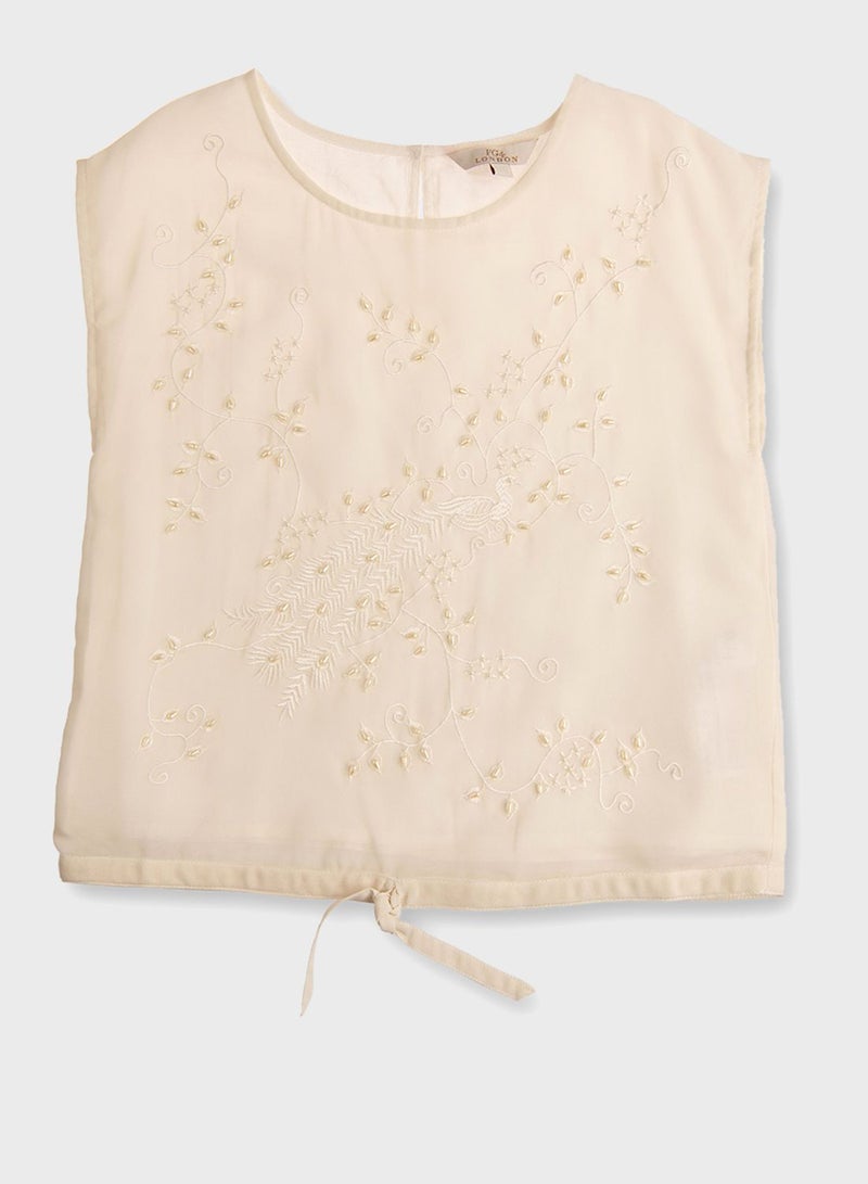 FG4 Women Little Peacock Top Beige  - Image 1