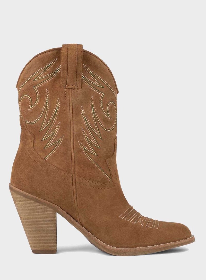 Jeffrey Campbell - 1 Pair Audie Mid Heel Bootie Beige - Image 1