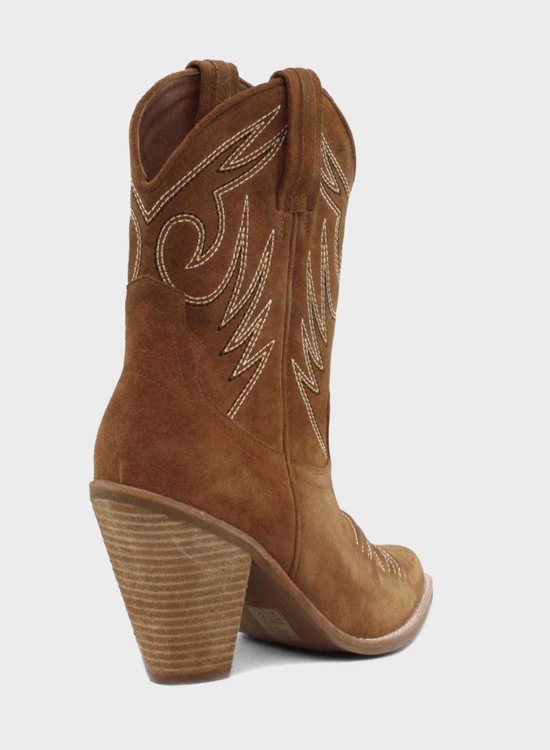 Jeffrey Campbell - 1 Pair Audie Mid Heel Bootie Beige - Image 1