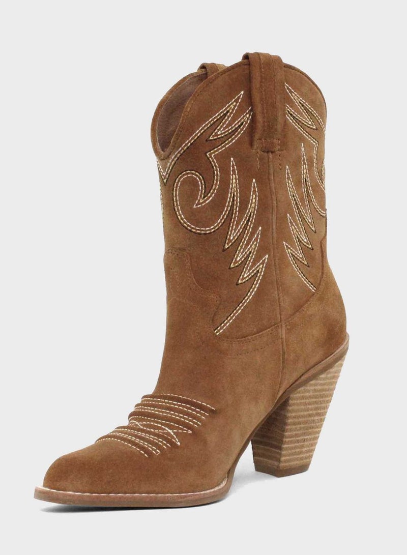Jeffrey Campbell - 1 Pair Audie Mid Heel Bootie Beige - Image 1
