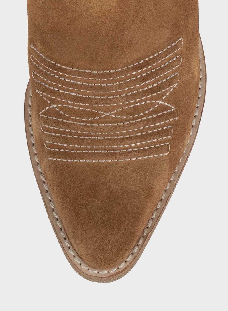 Jeffrey Campbell - 1 Pair Audie Mid Heel Bootie Beige - Image 1