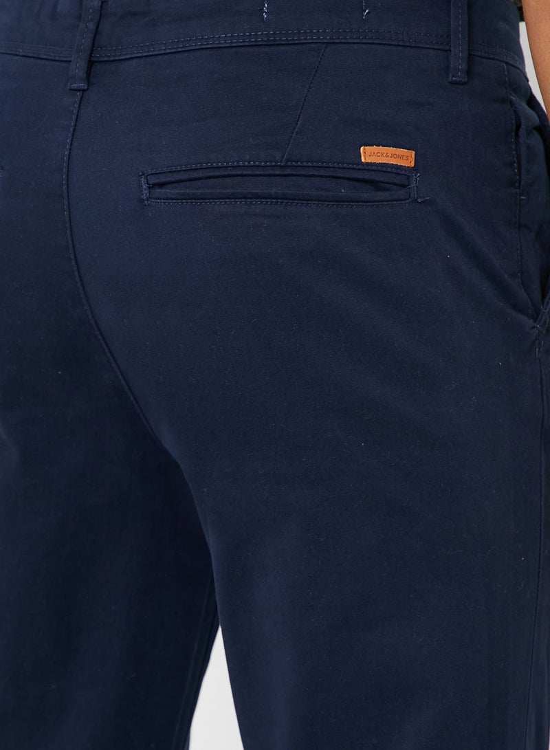 JACK & JONES Slim Fit Mid-Rise Trousers Navy Blue - Image 4