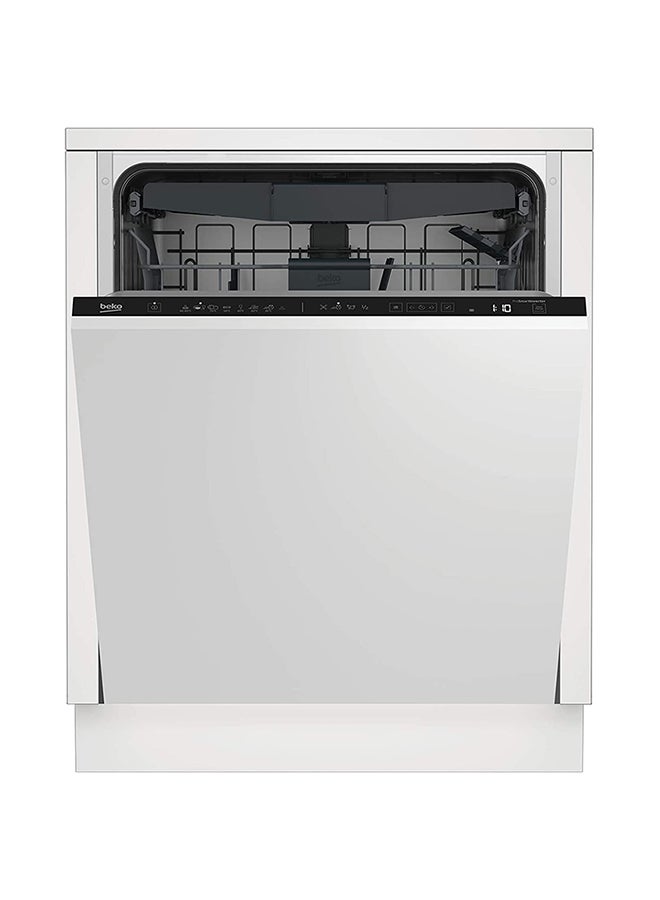 Beko 60cm Builtin Fully Integrated Dishwasher with 14 Place Settings, 8 Programme, 3 Racks, A++ Energy Rating, Quiet Operation (46 dBA), Sliding Cutlery Basket, Mini programme, Half-load, Stainless Steel Tub, Aquaintense, 10 Years Warranty on ProSmart Inverter Motor 8 L 0 W DIN48425 Multicolour  - Image 1