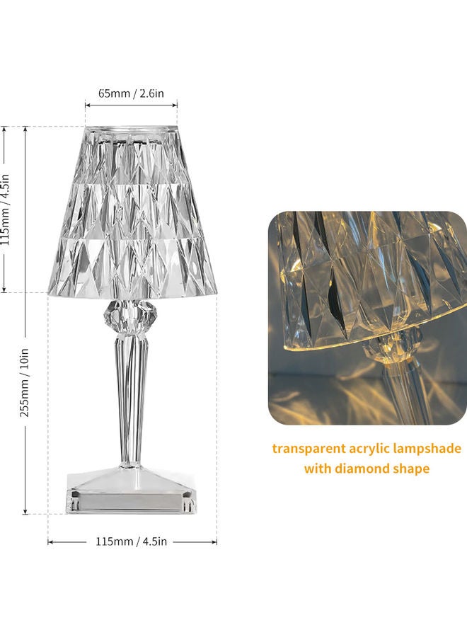 Touching Control Acrylic Diamond Table Lamp White - Image 2