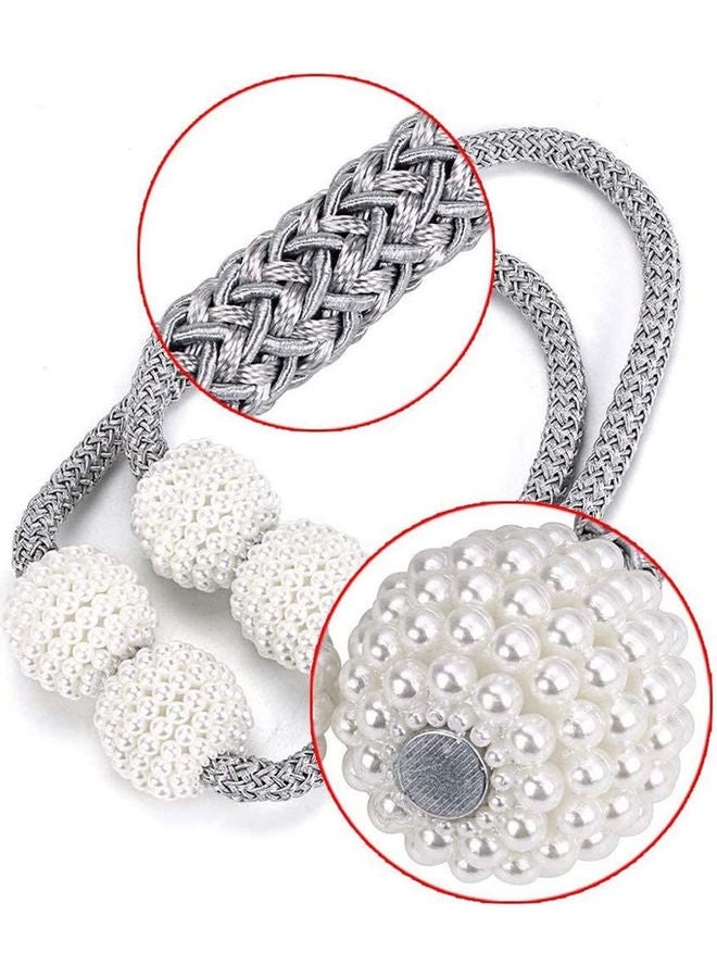 قطعتان من حامل ستائر مغناطيسي بتصميم من اللؤلؤ. فضي - Image 3