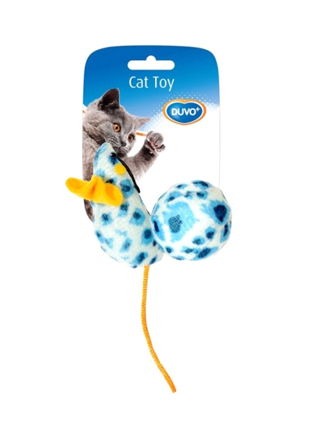 Duvo Mouse And Ball Leopard Pattern Toys For Cat Blue/White 