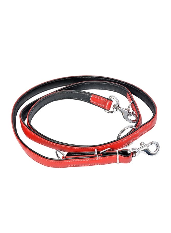 Duvo Comfy Leather Duo Leash Black/Red 100-200cm 