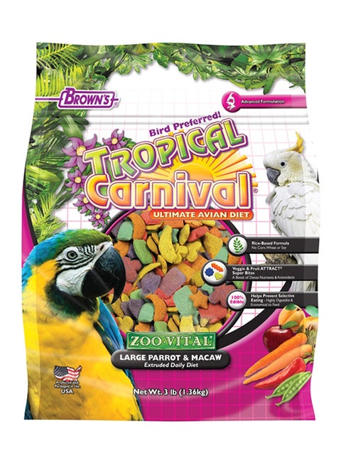 Based Large Parrot And Macaw Pellets Zoo Vital Rice Multicolour 1.36kg