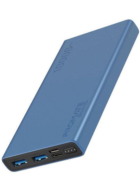 10000.0 mAh Compact Smart Charging Power Bank With Dual Usb Output Blue