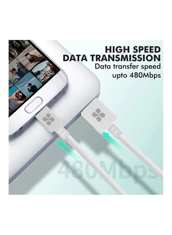 بروميت Super-Durable Data & Charge USB-A to Micro-USB Cable 2A Charging Support White - Image 1