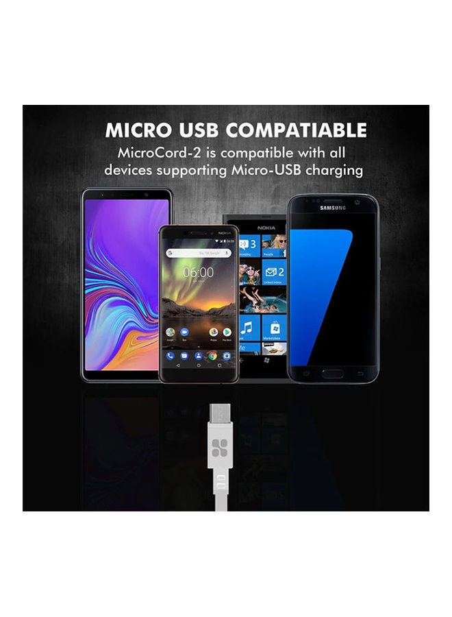 بروميت Super-Durable Data & Charge USB-A to Micro-USB Cable 2A Charging Support White - Image 2
