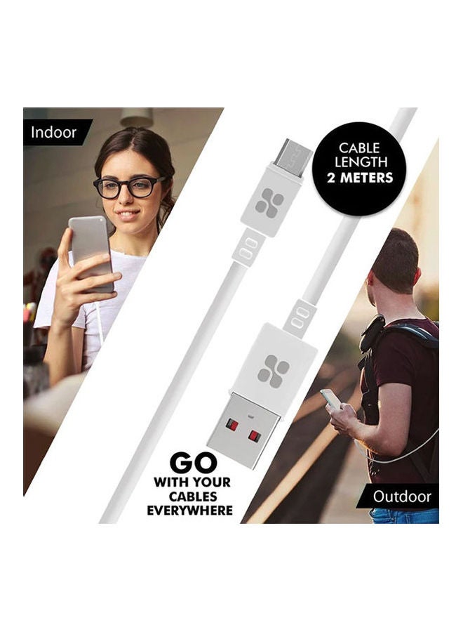 بروميت Super-Durable Data & Charge USB-A to Micro-USB Cable 2A Charging Support White - Image 3
