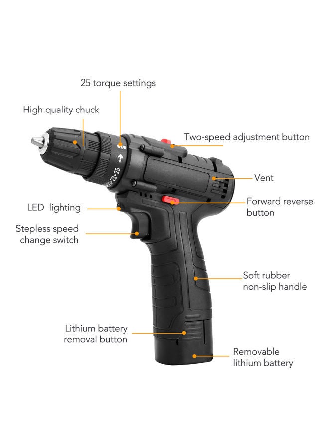 Generic Multifunctional Electric Drill Set Black/Silver/Red  - Image 2