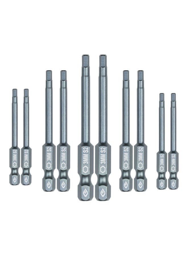 10-Piece Screwdriver Bit Set Silver - Image 3
