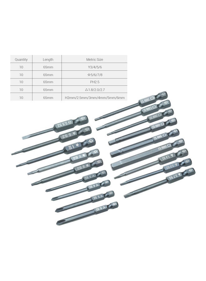 10-Piece Screwdriver Bit Set Silver - Image 4
