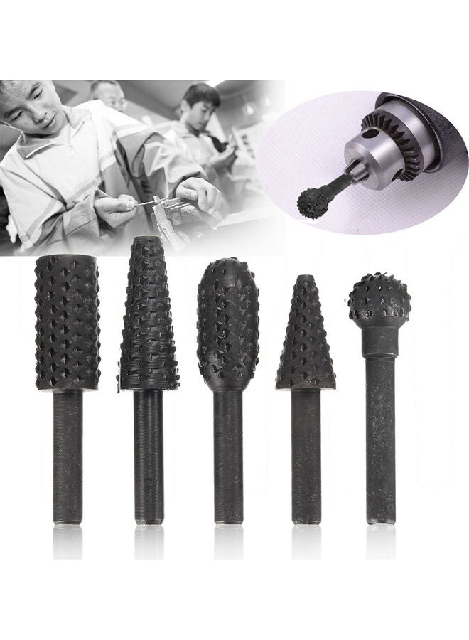 5-Piece  Drill Bits Rotary Burrs Black - Image 1