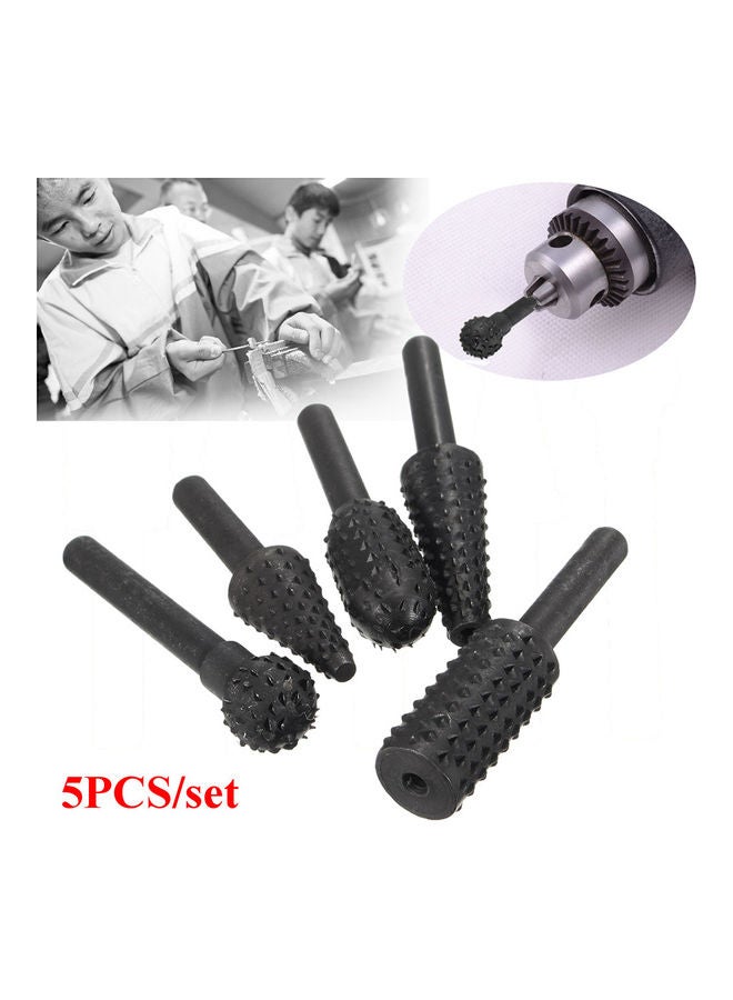 5-Piece  Drill Bits Rotary Burrs Black - Image 4