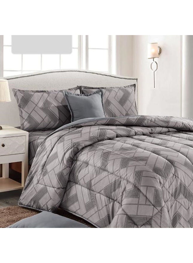 4-Pieces Comforter Set Single/Twin Size Use in Two Sides Microfiber Grey - Image 3