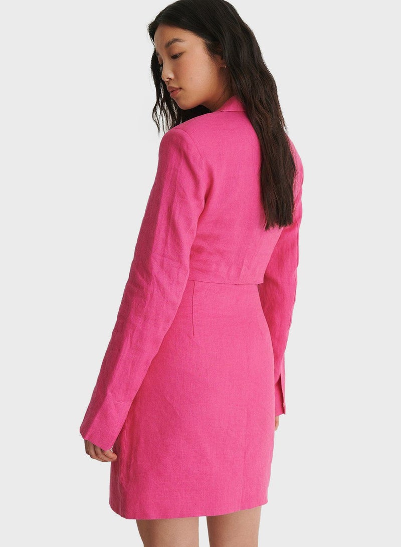 NA-KD Tailored Crop Blazer Pink  - Image 2