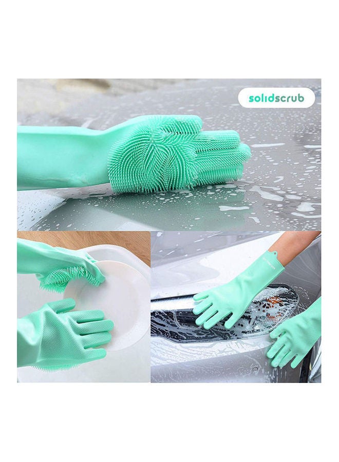 Scrubbing Dish Washing Reusable Rubber Gloves Green  - Image 2