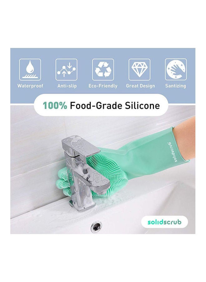 Scrubbing Dish Washing Reusable Rubber Gloves Green  - Image 3