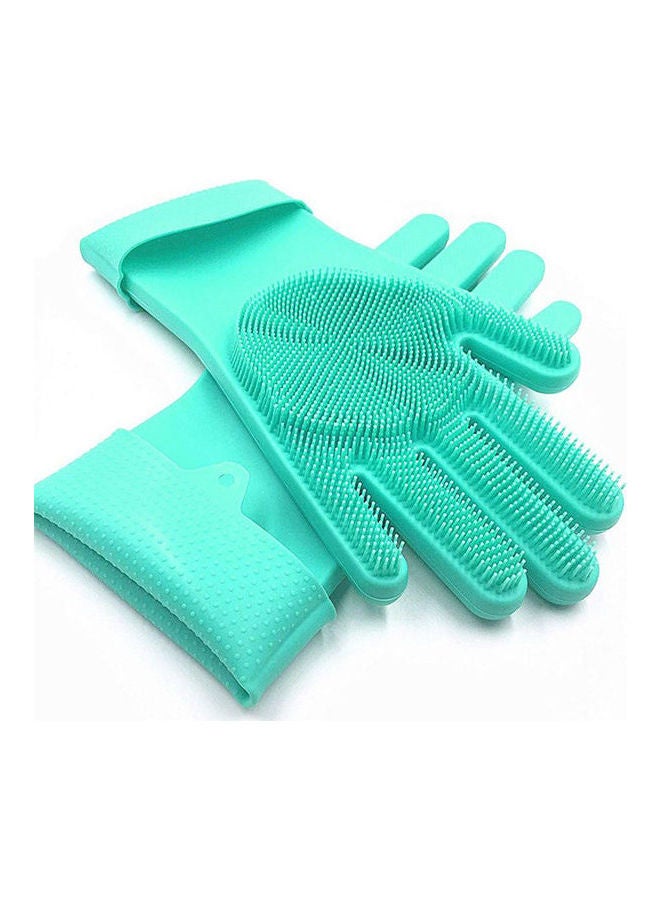 Scrubbing Dish Washing Reusable Rubber Gloves Green  - Image 1