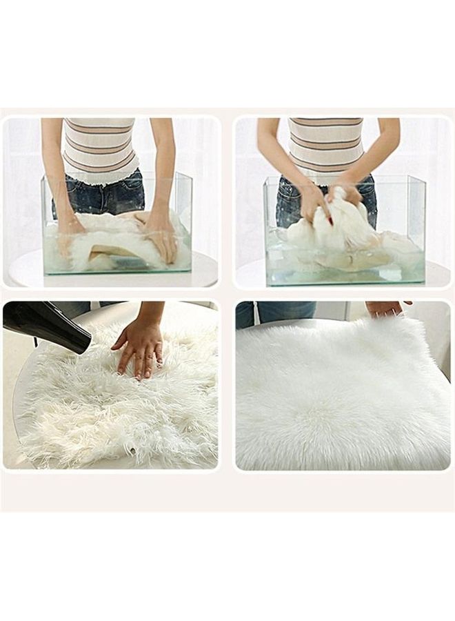 NUKHBAA - Soft Furry Rug White 90x60cm - Image 1