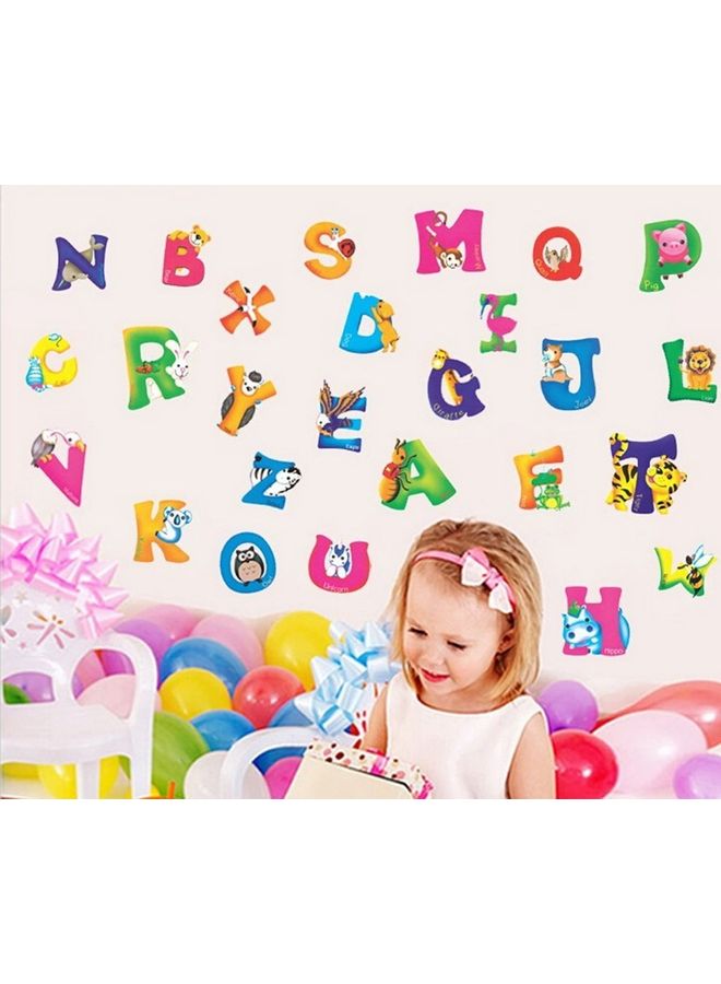 Cartoon Animal Alphabet Letter Wall Sticker Multicolour - Image 1