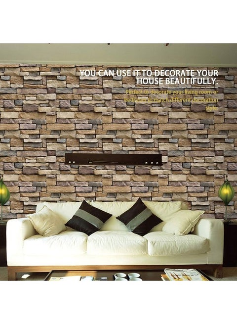 3D Brick Background Wall Sticker Beige/Brown
