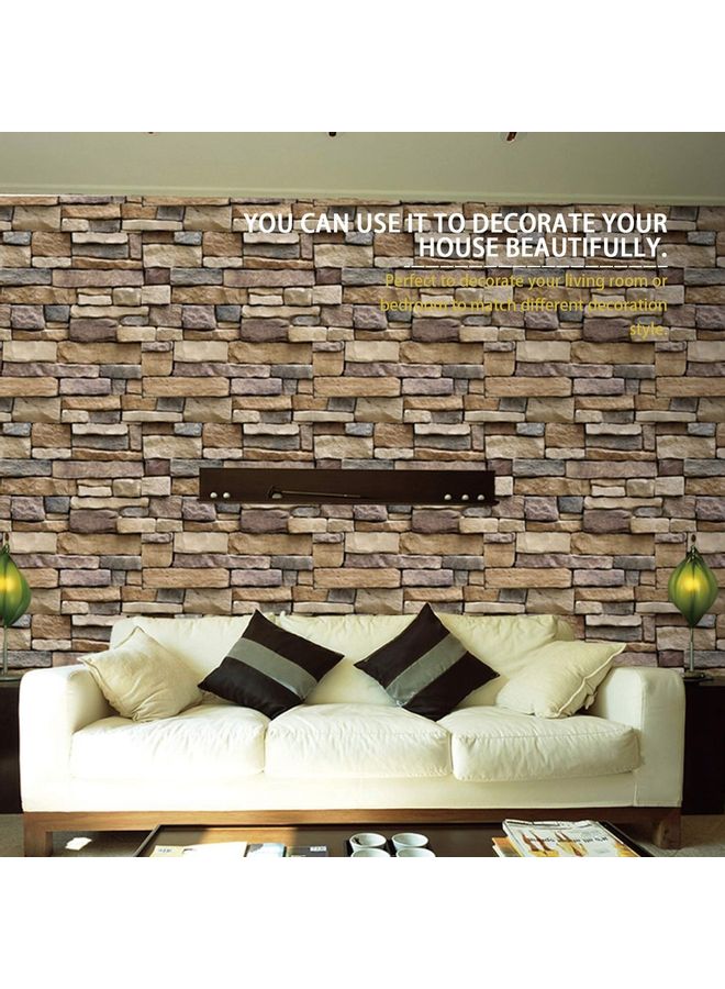 3D Brick Background Wall Sticker Beige/Brown