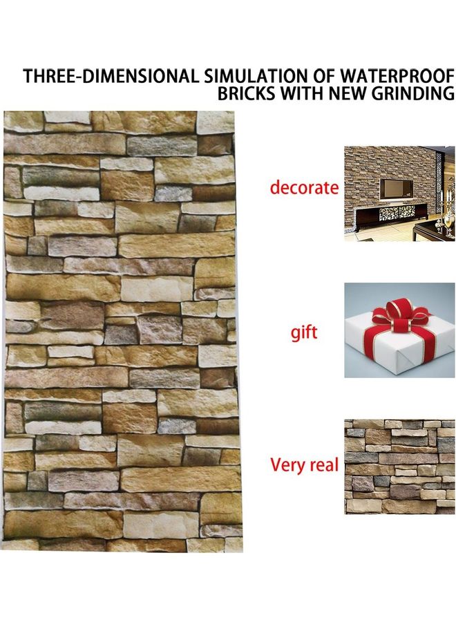 3D Brick Background Wall Sticker Beige/Brown