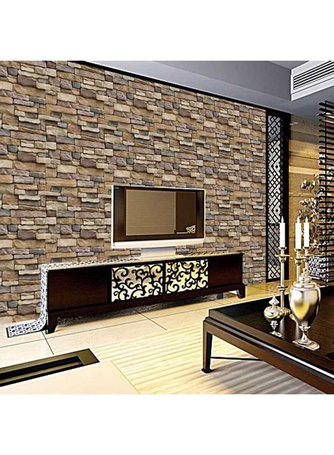 3D Brick Background Wall Sticker Beige/Brown