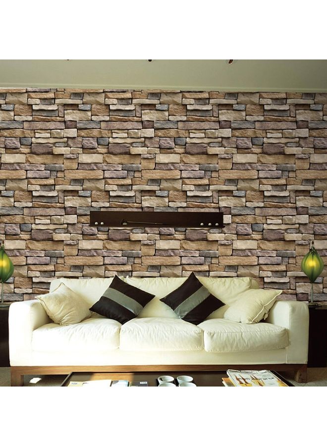 3D Brick Background Wall Sticker Beige/Brown