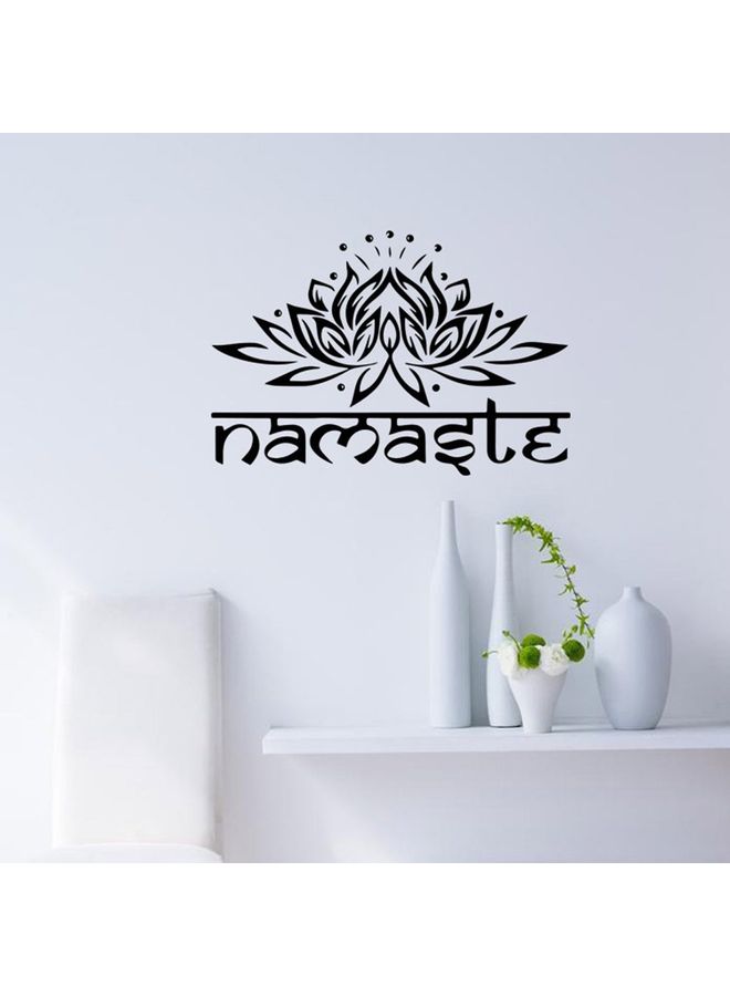 Lotus Flower Pattern Decorative Wall Sticker Black  - Image 3