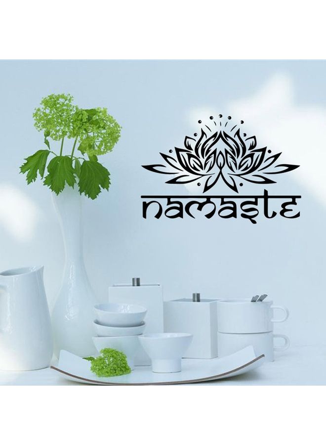 Lotus Flower Pattern Decorative Wall Sticker Black  - Image 4