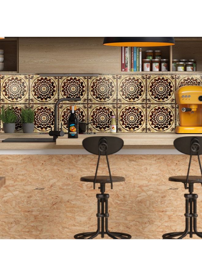 Generic - 10 Piece Ceramic Tile Printing Wall Stickers Beige/Brown - Image 1