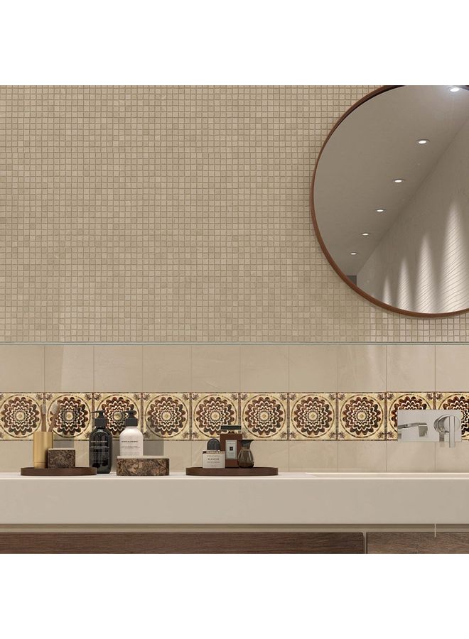 Generic - 10 Piece Ceramic Tile Printing Wall Stickers Beige/Brown - Image 1