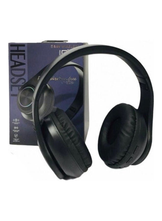 طقم سماعات رأس بلوتوث لاسلكية بتصميم يغطي الأذن أسود - Image 2