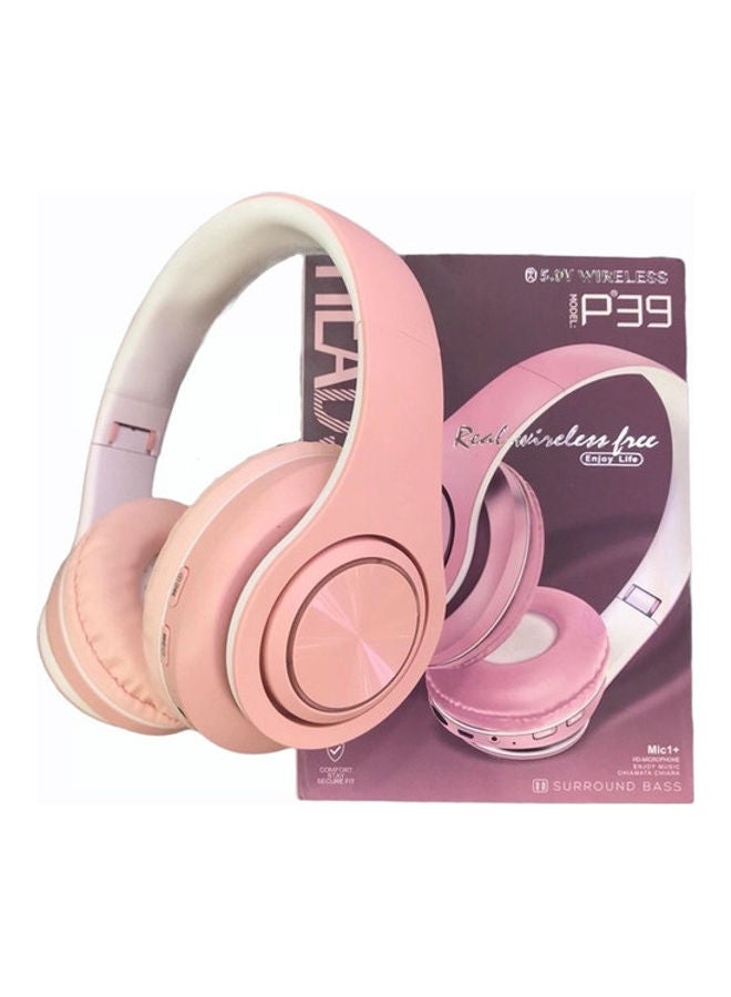 Generic - Over-Ear Wireless Bluetooth Headphones Set Pink - Image 1