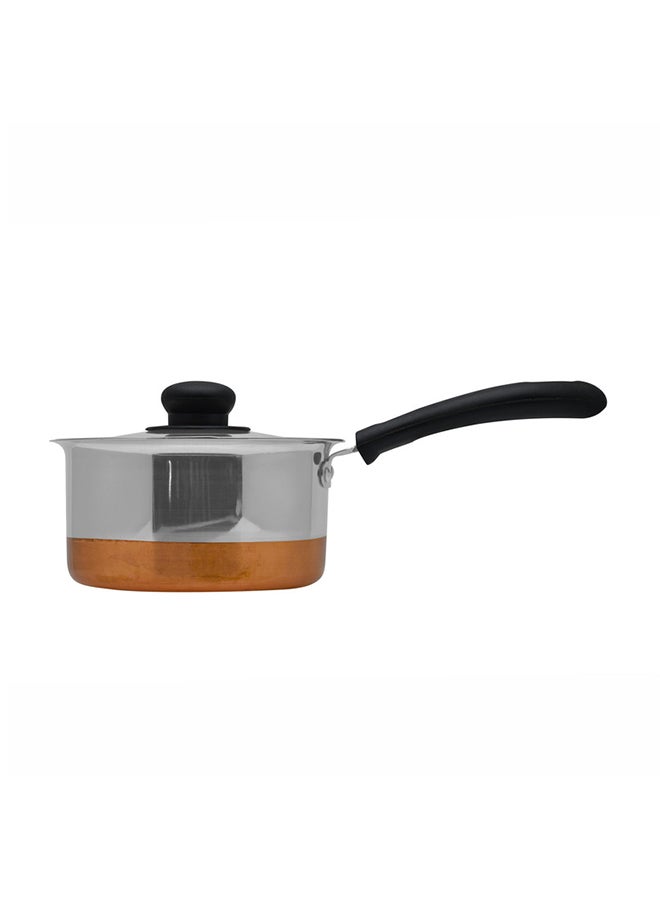 RAJ - Copper Bottom Saucepan With Lid Brown/Silver 16cm - Image 1