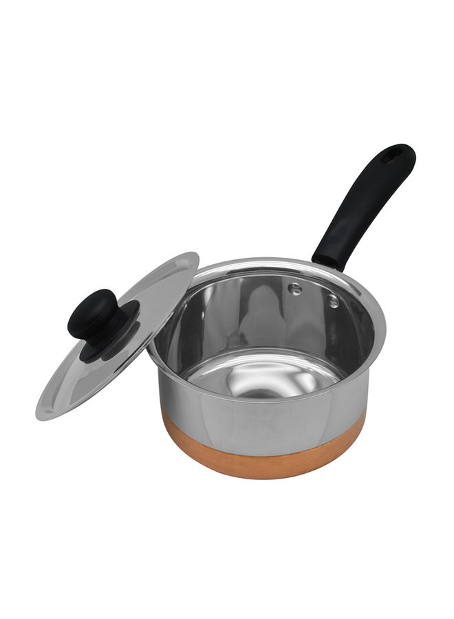 RAJ - Copper Bottom Saucepan With Lid Brown/Silver 16cm - Image 1