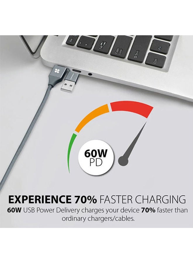 بروميت كابل موصل متعدد الموصلات من مزيج من مواد مختلفة بتصميم 6 في  1 للشحن ونقل البيانات بقدرة 60 وات من منفذ USB-C إلى USB-C رمادي - Image 2