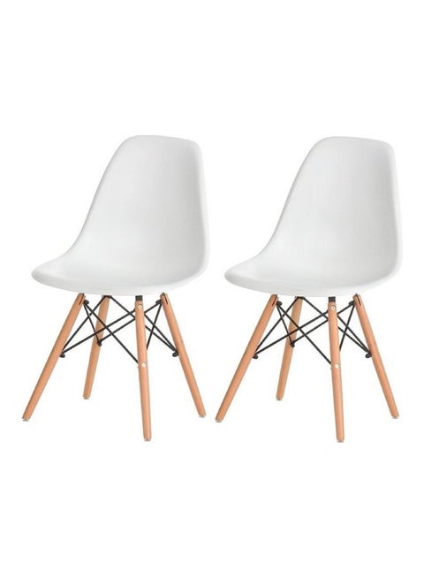 2-Piece Dining Chair Set with Wood Legs White