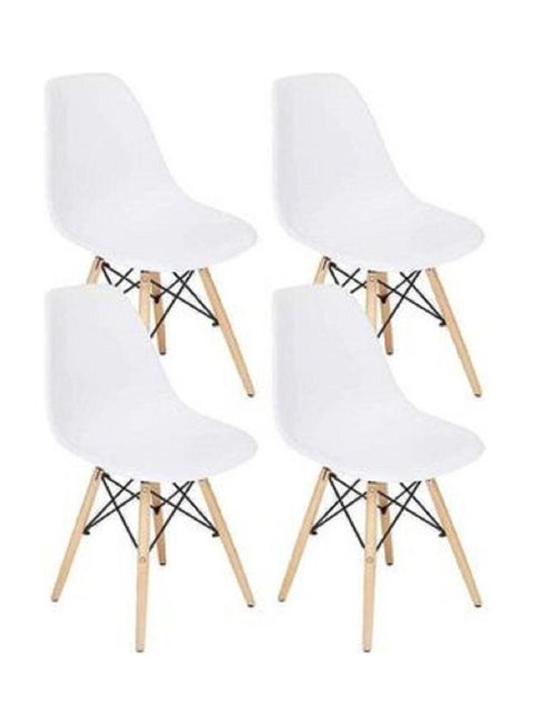 4-Piece Dining Chair Set with Wood Legs White