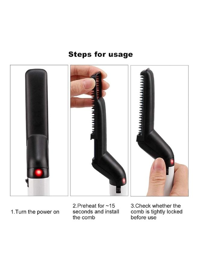 صن شاين مشط كهربائي لتصفيف وفرد اللحية أبيض/ أسود - Image 5