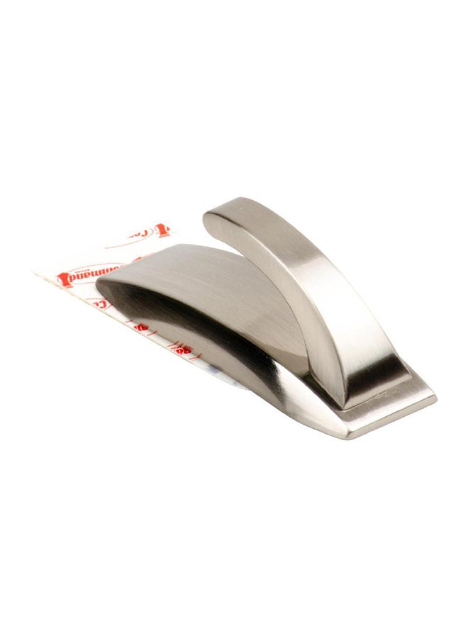 3M Double Adhesive Command Medium Brushed Nickel Metal Hook Silver - Image 1